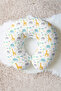 Animal Figured Cotton Neck Pillow - Cute Safari Patterned Yellow Gray Green Travel Pillow - 2