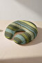 Modern Striped Cotton Neck Pillow - Natural Green Yellow Blue Patterned Adult Travel Pillow - 7
