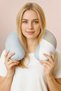 Minimalist Pastel Colored Ergonomic Neck Pillow - Modern Wave Pattern Beige Gray Travel Pillow - 4