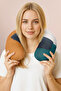 Abstract Color Block Ergonomic Neck Pillow - Modern Orange Green Black Travel Pillow - 6