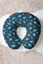 Shark Patterned Cotton Neck Pillow - Sea Themed Navy Blue Children & Adult Travel Pillow