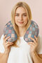Pastel Patchwork Cotton Neck Pillow - Vintage Patterned Blue Pink Travel Pillow - 4