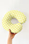 Polka Dot Cotton Neck Pillow - Pastel Yellow White Soft Travel Pillow - 3