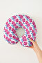 Tulip Pattern Cotton Neck Pillow - Vibrant Pink Blue Adult Travel Pillow - 7