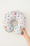 Cotton Neck Pillow with Cartoon Animal Figures - Cute Tribal Pattern White Blue Travel Pillow - 4
