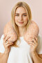 Colorful Textured Cotton Neck Pillow - Modern Orange Beige Soft Travel Pillow - 7