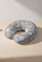 Geometric Gray Linen Pattern Ergonomic Neck Pillow - Modern Striped Gray White Travel Pillow - 4