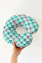 Penguin Snow Patterned Cotton Neck Pillow - Winter Themed Turquoise Pink Travel Pillow - 5