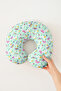 Butterfly Floral Pattern Cotton Neck Pillow - Pastel Green Yellow Kids & Adults Travel Pillow - 6