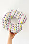 Tribal Geometric Patterned Cotton Neck Pillow - Modern Pastel Yellow Pink Black Travel Pillow - 3