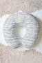 Striped Cotton Neck Pillow - Modern Blue White Design Adult Travel Pillow - 3