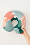 Mountain Landscape Patterned Cotton Neck Pillow - Pastel Green Salmon Cloudy Soft Travel Pillow - 4