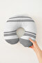Black and White Striped Cotton Neck Pillow - Minimalist Modern Gray Ergonomic Travel Pillow - 6
