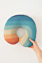Retro Colorful Striped Neck Pillow - Wave Pattern Blue Orange Travel Pillow - 7