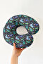 Dinosaur Patterned Cotton Neck Pillow - Colorful Space Themed Black Background Colorful Travel Pillow - 6