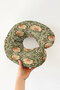 Retro Floral Zippered Neck Pillow - Vintage Green Orange Soft Travel Pillow - 3