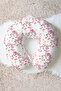 Flamingo Floral Cotton Neck Pillow - Pastel Pink White Soft Travel Pillow - 5