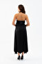 Women's Black Degaje Collar Satin Skirt Blouse Set - 6