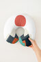 Minimalist Mountain Sun Cotton Neck Pillow - Modern Geometric Red Green Travel Pillow - 2