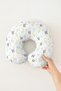 Panda Moon Patterned Cotton Neck Pillow - Pastel Yellow Pink Blue Children & Adult Travel Pillow