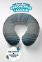 Striped Modern Cotton Neck Pillow - Natural Blue Beige Tone Ergonomic Travel Pillow - 6