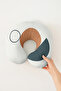 Modern Geometric Pattern Ergonomic Neck Pillow - Minimalist Cream Orange Gray Travel Pillow - 2