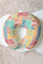 Ethnic Patterned Ergonomic Neck Pillow - Colorful Geometric Motif Green Orange Travel Pillow - 3