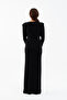 Women's Black Slim Fit Pleated Degaje Collar Dress - 6