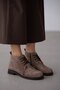 Lazen Genuine Leather Lace-Up Detailed Short Women's Boots - Mink Suede - 7
