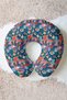 Sea Themed Colorful Neck Pillow - Navy Blue Cotton Travel Pillow with Coral Fish Pattern - 7