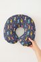Cotton Neck Pillow with Dinosaur Figure - Colorful Children & Adult Navy Blue Travel Pillow - 2