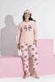Women's Salmon Bow Pattern Mother-Daughter Matching Long Sleeve Fleece Plush Fabric Winter Warm Pajamas Set - 2