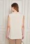 Women's Ruffle Neckline Sleeveless Blouse with Pearl and Chain Detailing - Multiple Color Options - 6