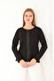 Mercerized Leather Stripe Detailed Crew Neck