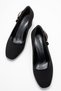 Women's Side Buckle Blunt Toe Heeled Shoes; Black Zra - 5