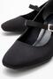 Women's Square Stone Buckle Heeled Shoes; Black Zra - 3