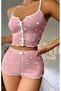 Women's Pink Heart Suspender Shorts Pajamas - 2