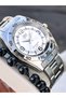 Men's Wristwatch Silver Color, Steel Band with Numbers, 5 Atm Water Resistant. Bracelet with Gift - 6