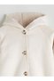 Ecru Hooded Suede Look Girl's Coat - 2