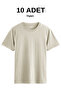 Men's 10-Pack Short Sleeve Stone Color Crew Neck Basic T-Shirt
