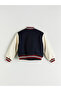Navy Blue New York Embroidered Girls' College Coat - 5