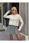 Sevunera Silver Buttoned Pocket Detailed Cream Colored Knitwear Women's Jacket - 8