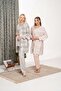Women's Powder Flannel Embroidered Plaid Winter Special Design Maternity Pajama Set - 3