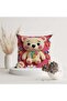 Pink Cute Teddy Bear Children's Room Themed Digital Printed Decorative 2-Piece Throw Pillow Cover - 3