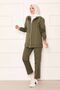 Piped Detail Double Suit Khaki - 4