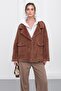 Angora Look Casual Jacket Brown 8279