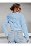 Women's Hooded Zippered Crop Cardigan 3 Thread Ribbed - 2