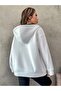 Unisex White Color Zippered Green Brooklyn Printed 3 Thread Fleece Cardigan / Jacket - 2