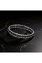 Onyx Natural Stone and Steel Rope Braided Bracelet 31832B2Dh1 - 2
