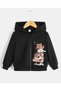 Black Cute Cats Printed Girls/Boys Cardigan cats